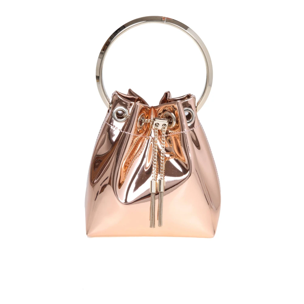 Metallic Læder Bucket Taske i Ballet Pink