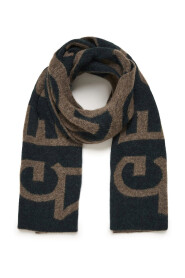 Logo Muster Schal in Dark Sand/Jet Set