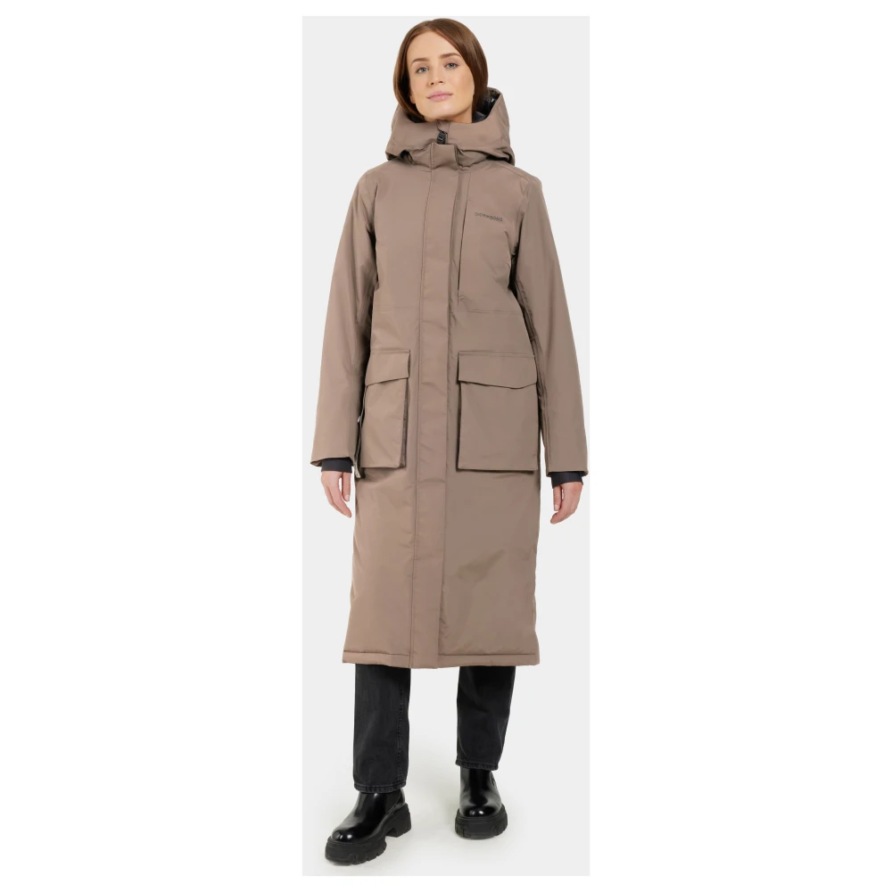 Didriksons Sportieve Parka met Functionele Details Brown Dames