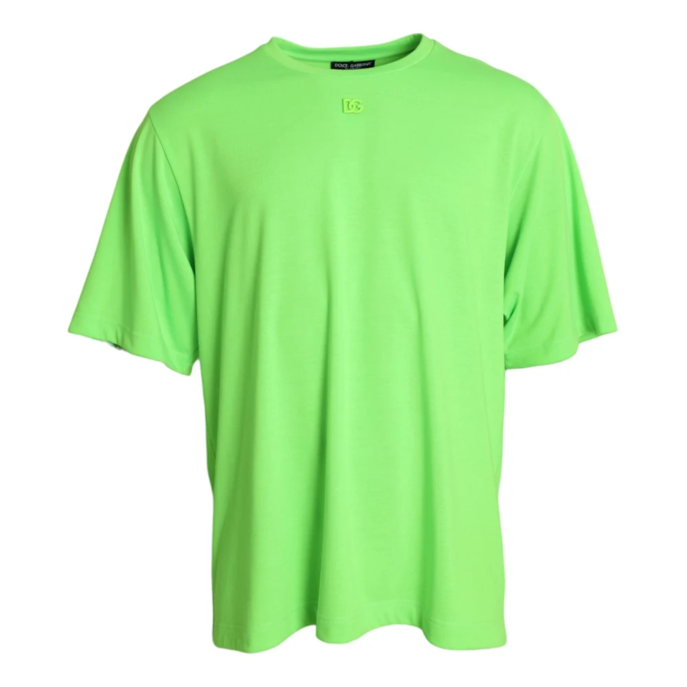 Dolce & Gabbana Neon Green Logo Crew Neck T-shirt Green Heren