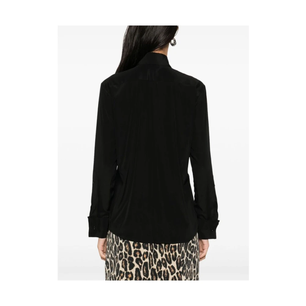 Mazzarelli Zwarte Zijde Blend Georgette Crepe Overhemd Black Dames