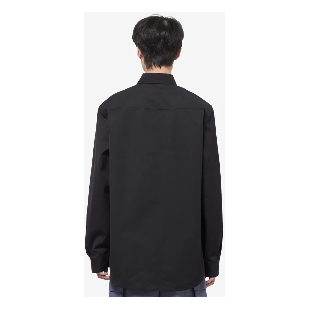 Gr10K Zwarte Polyester Shirt met Klassieke Kraag Black Heren