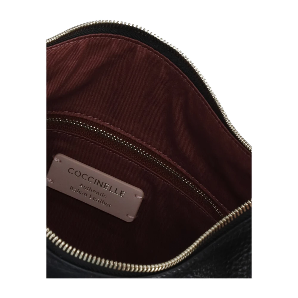 Coccinelle Zwarte leren schoudertas met handvat Black Dames