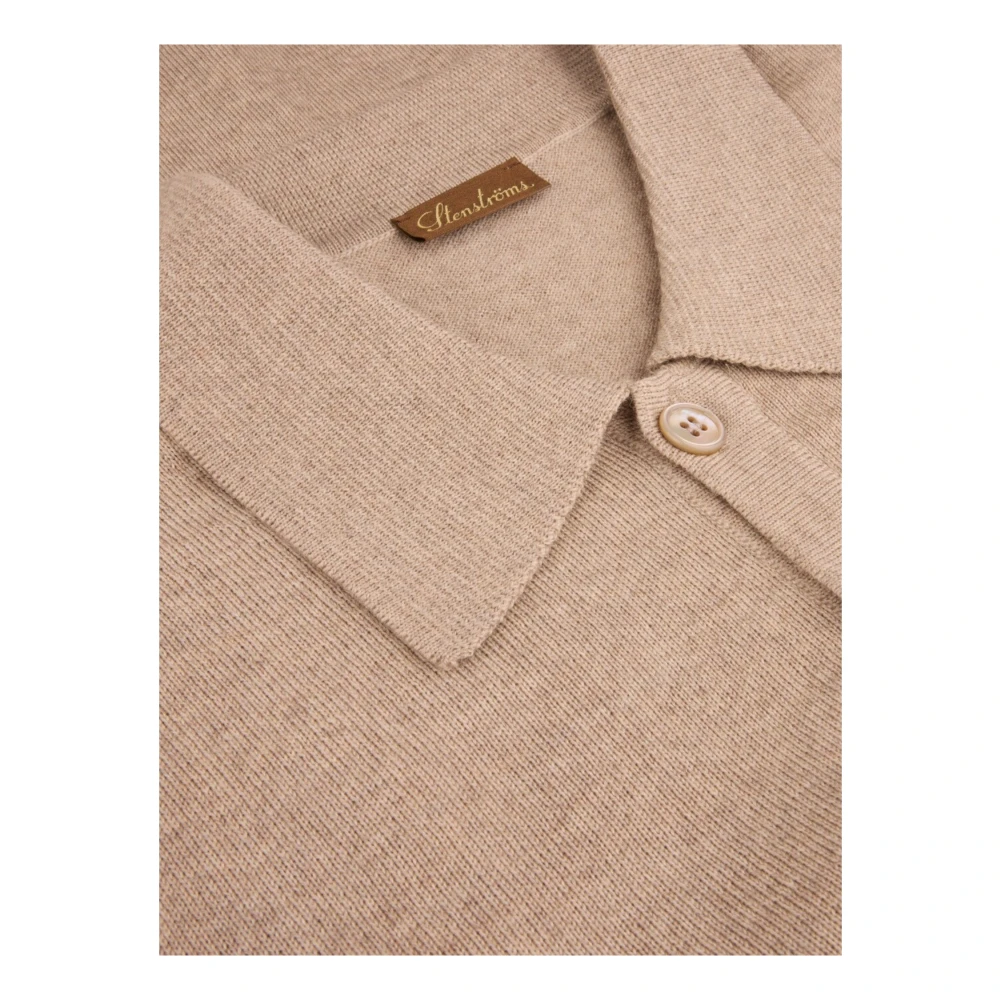 Stenströms Merino Wol Polo Shirt Korte Mouwen Beige Heren