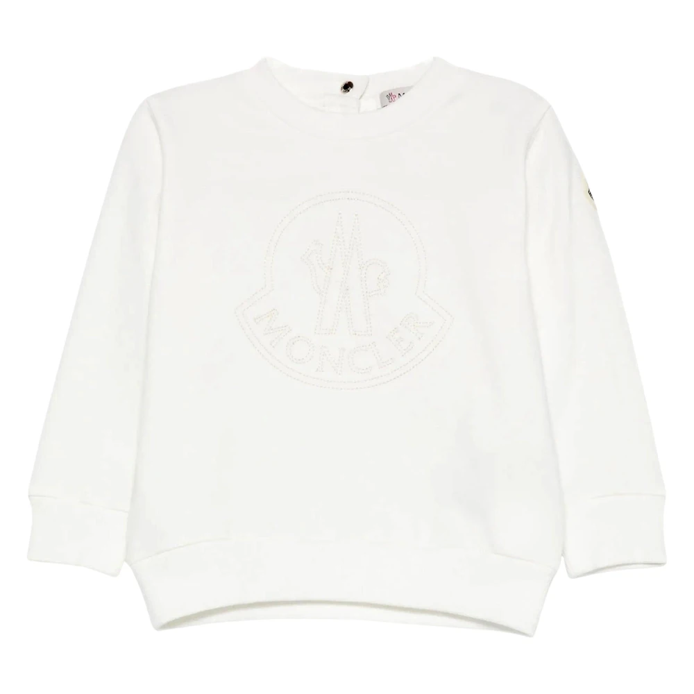 Moncler Boys White Kids Sweatshirts, 12 M, Ivory Logo Sweatshirt For Baby