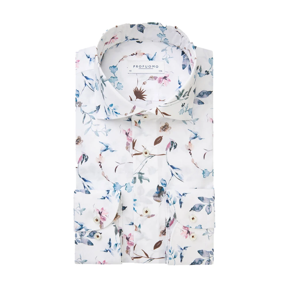 Profuomo Slim fit zakelijk overhemd met all-over bloemenprint