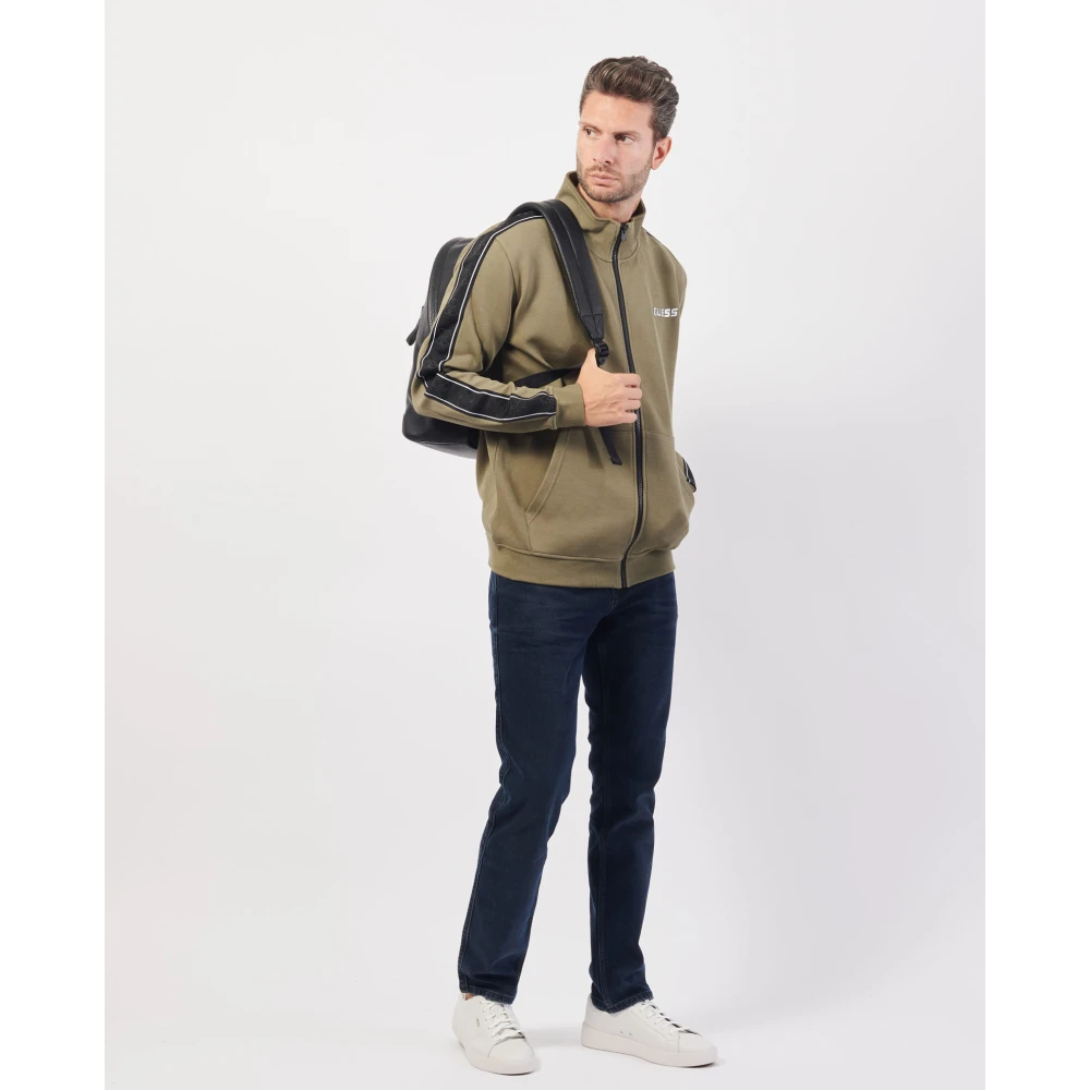 Guess Groene Rits Trui Fleece Stijl Green Heren
