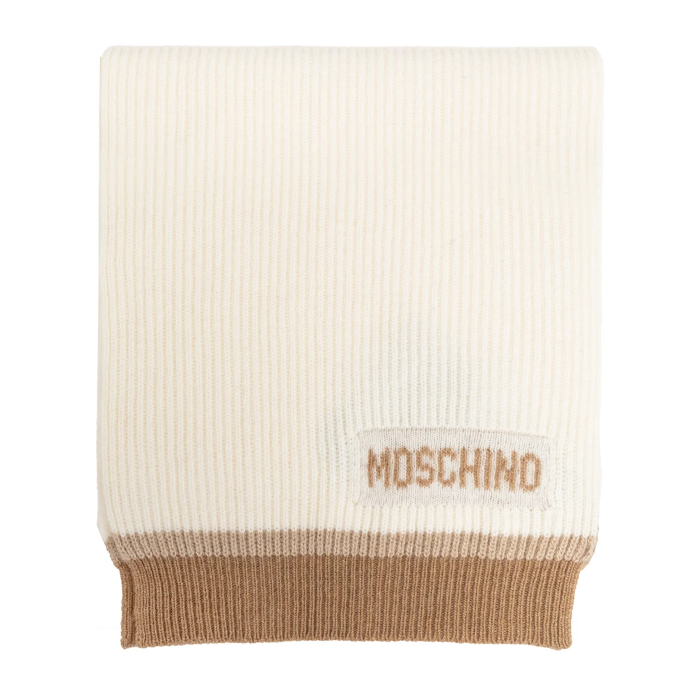Moschino Sjaal met logo Beige Unisex