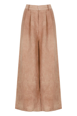 pantalon-marron-lin-coton-femme