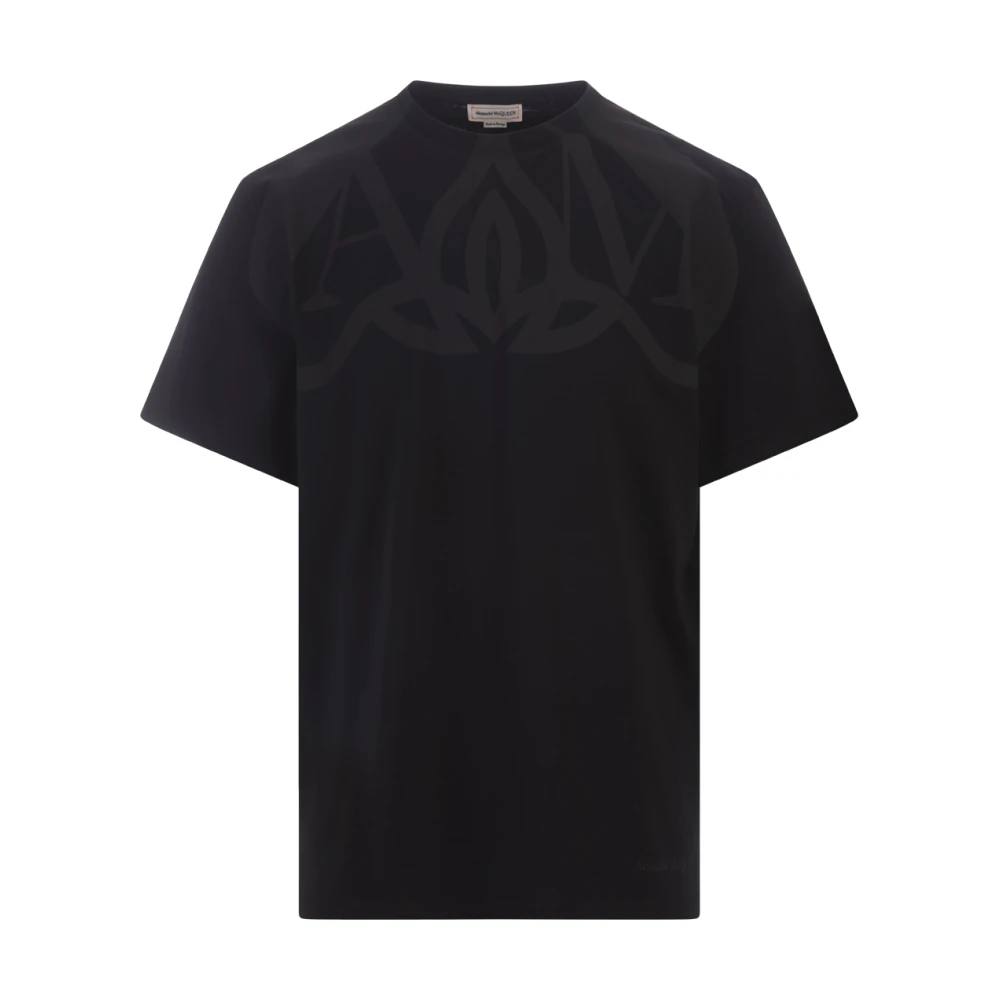 Alexander mcqueen Zwart T-shirt met Seal Logo Print Black Heren