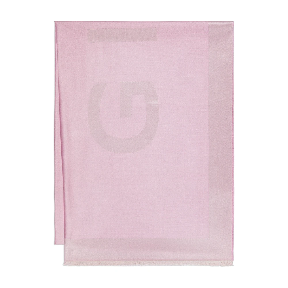 Givenchy Rosa Sjaal Zijde Wol Logo Pink Dames