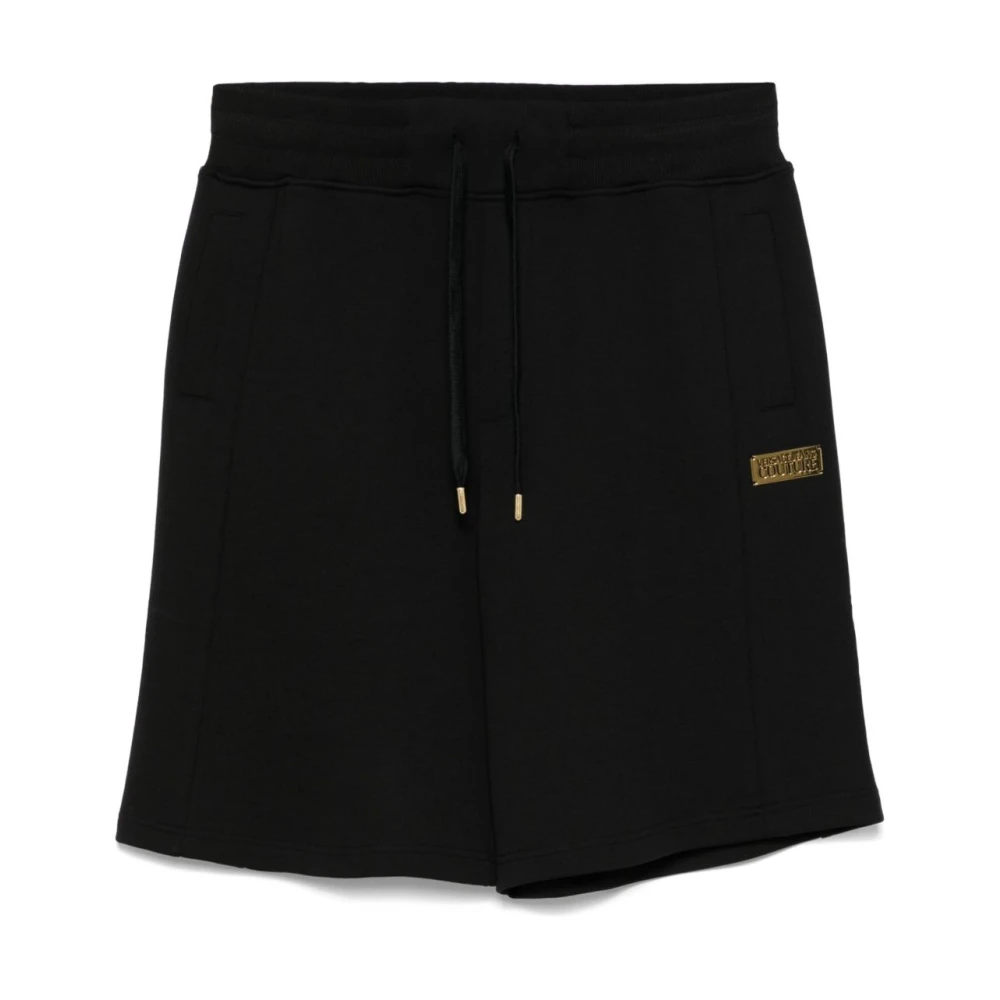 Versace Jeans Couture Zwarte Shorts met Trekkoord Tailleband Black Heren