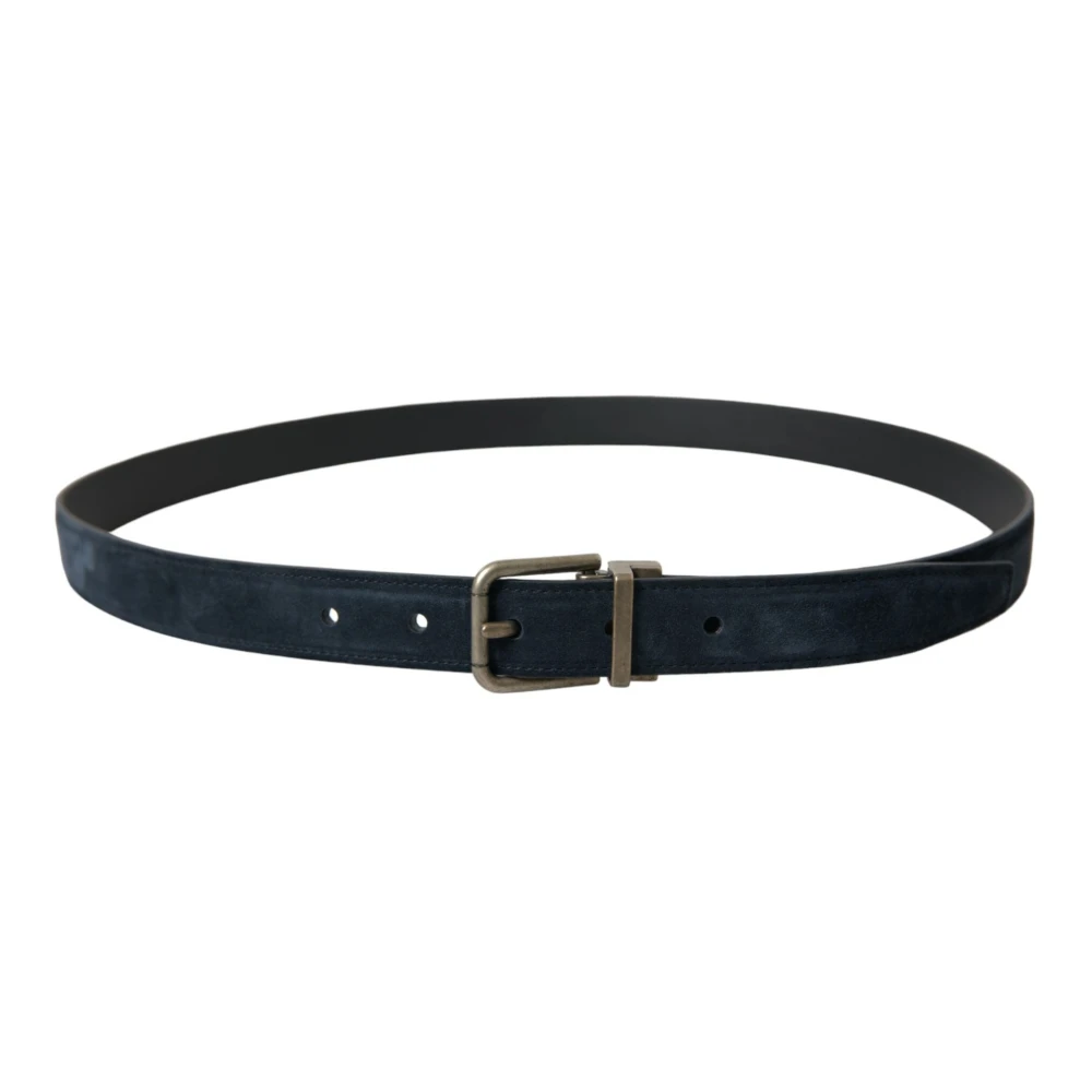 Dolce & Gabbana Blauwe leren riem met metalen gesp Blue Heren