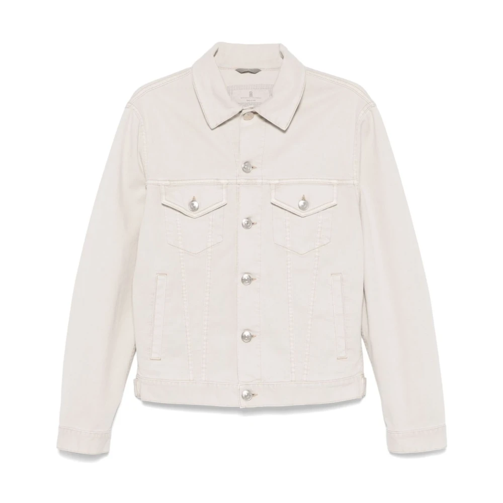 BRUNELLO CUCINELLI Beige Jas Knoopsluiting Zakken Beige Heren