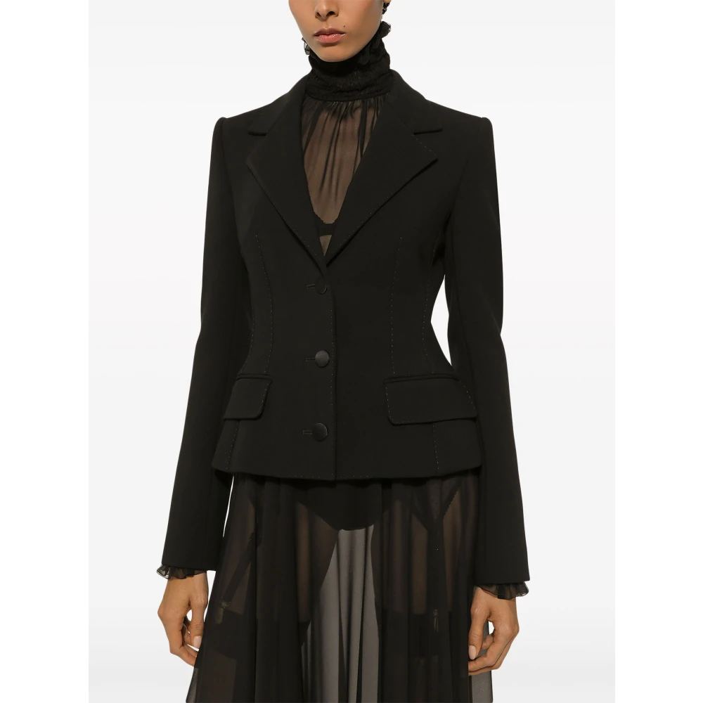 Dolce & Gabbana Zwarte Jas Black Dames