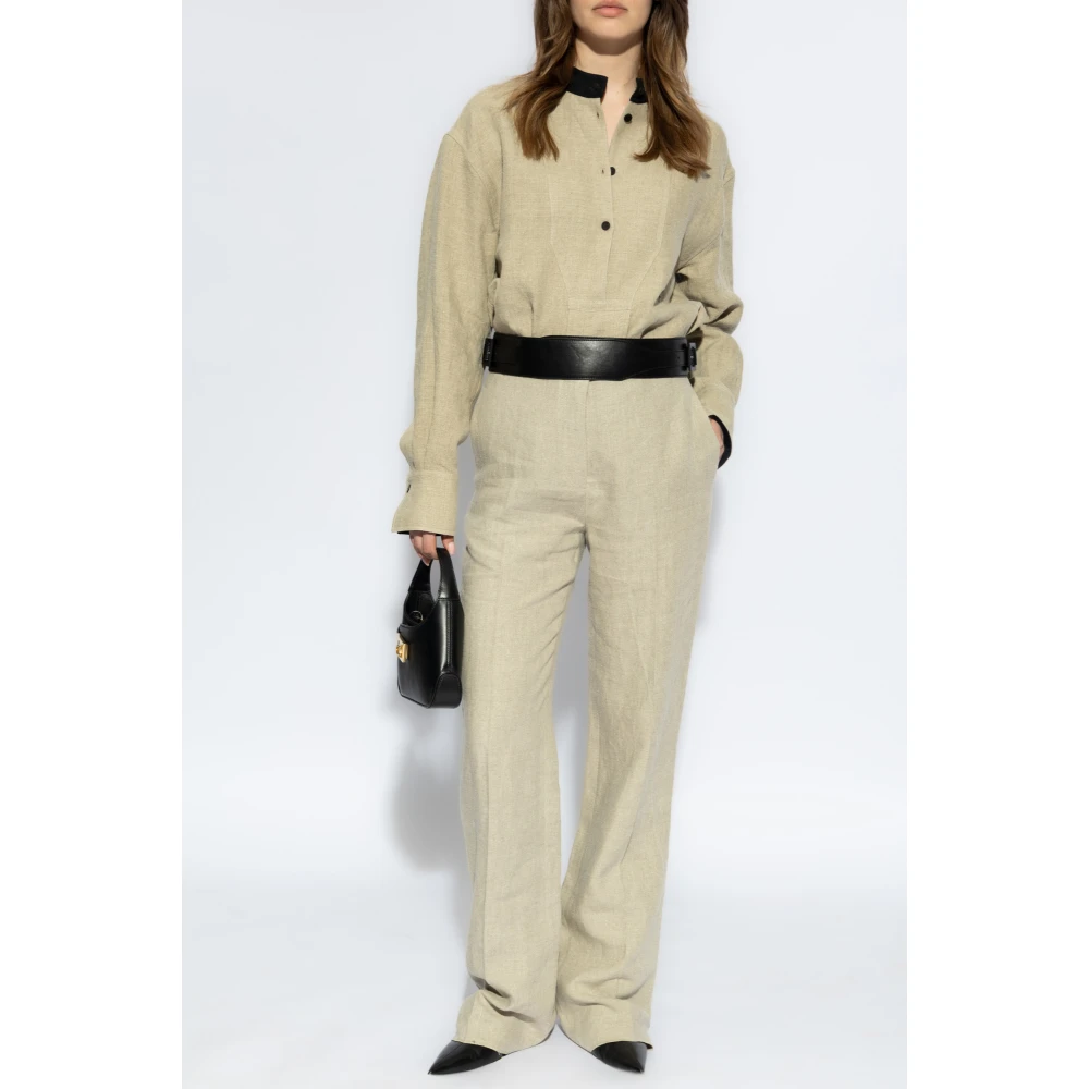 Salvatore Ferragamo Linnen broek van Ferragamo Beige Dames