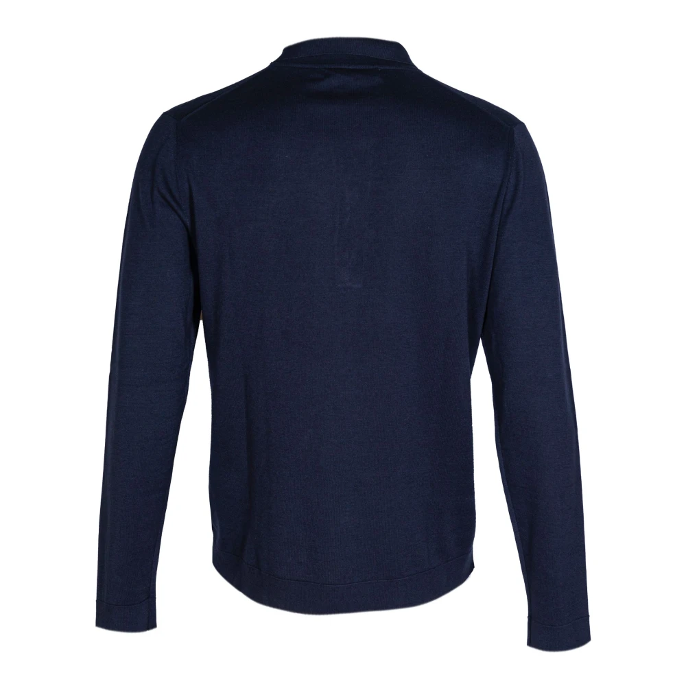 Mauro Grifoni Heren Polo Shirt Katoen Kasjmier Lange Mouw Blue Heren