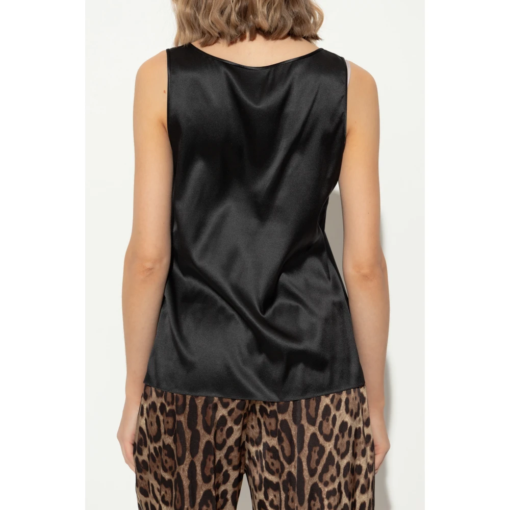 Dolce & Gabbana Mouwloze zijden top Black Dames