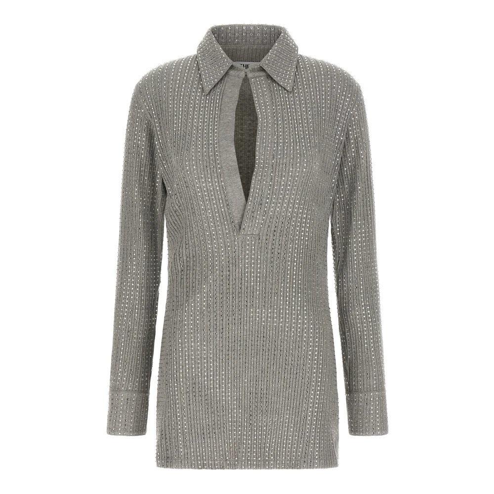 The Attico Women's Gray Rhinestone Mini Dress - Short Dresses - S - Dresses