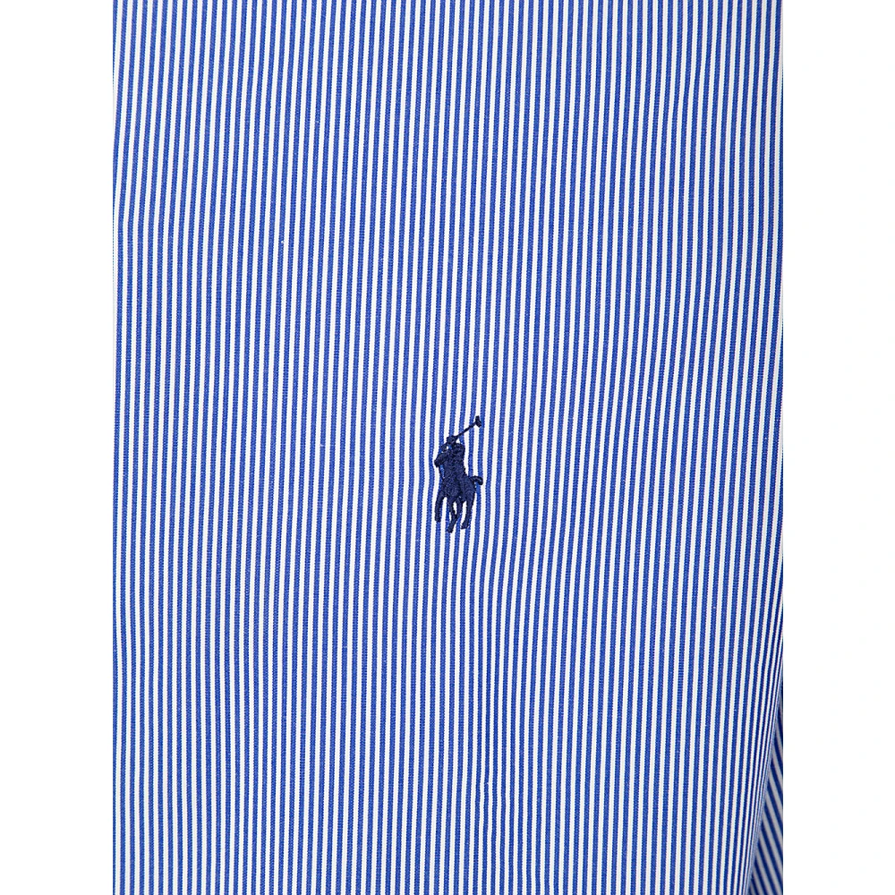 Polo Ralph Lauren Blauw Wit Hairline Gestreept Slim Fit Overhemd Blue Heren