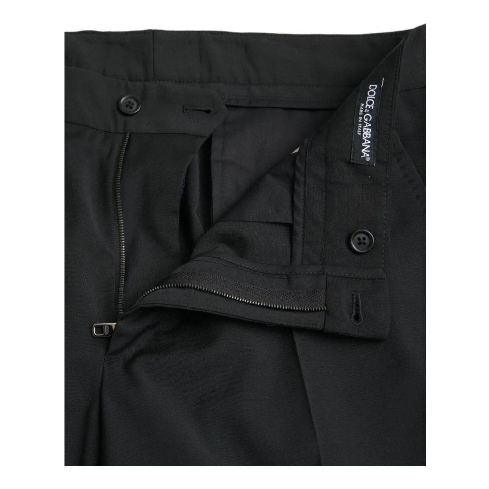 Dolce & Gabbana Zwarte Slim-Fit Wolle Jurkbroek Black Heren