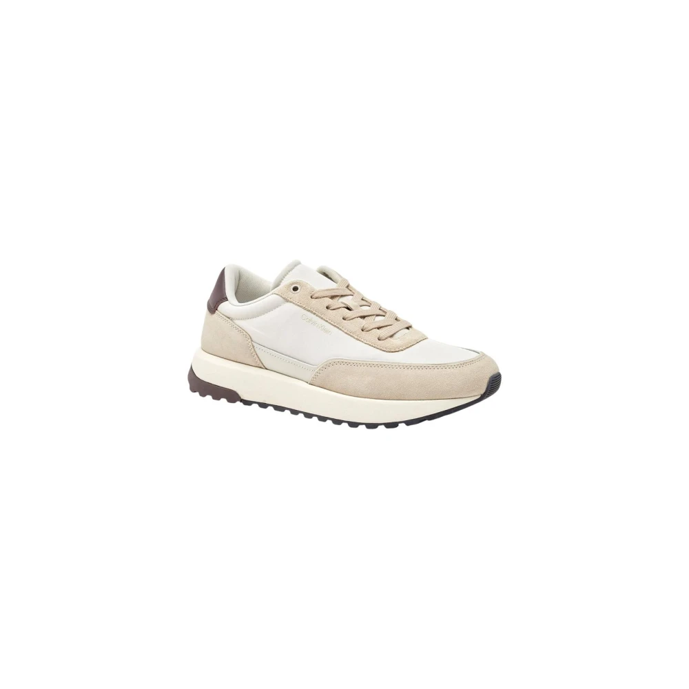 Calvin Klein Men's Brown Sneakers, 7 Uk, Leather Lace-Up Trainers With Rubber Sole