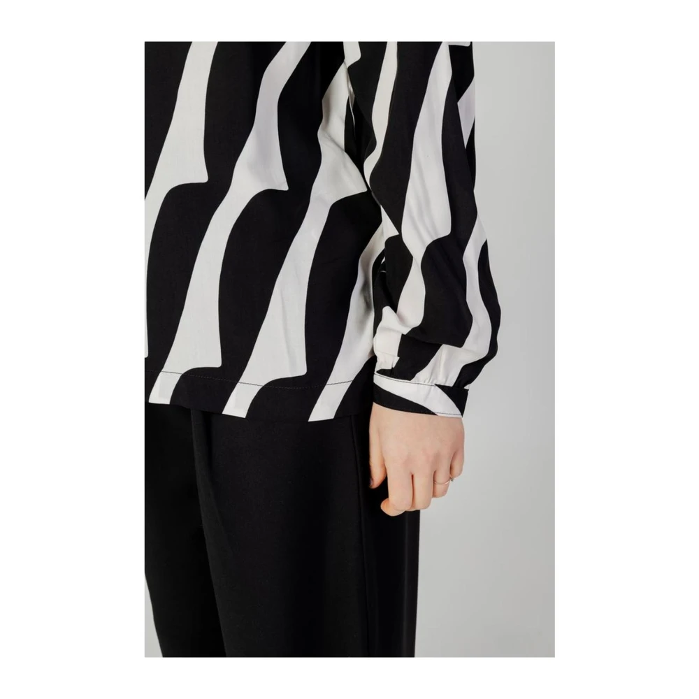 Street One Abstract Print Blouse met Lange Mouwen Black Dames