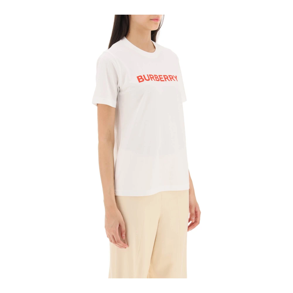 Burberry T-shirt met contrasterende logoprint White Dames
