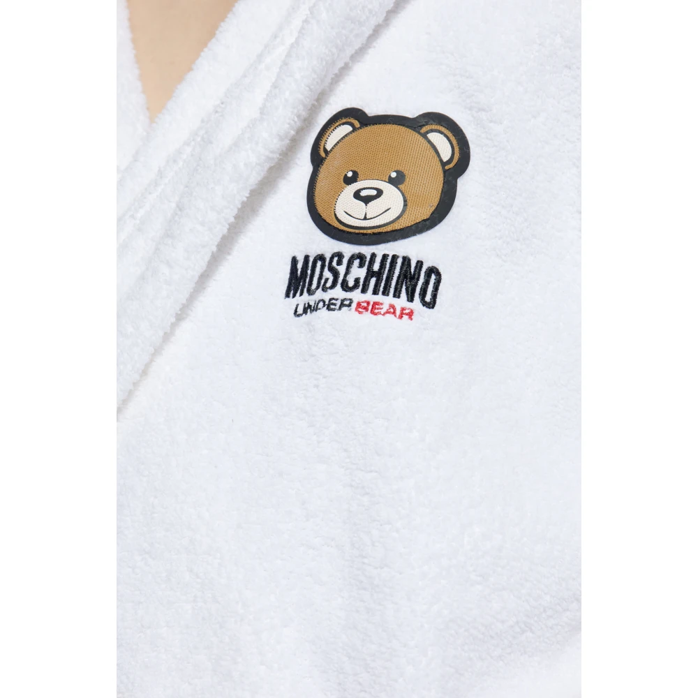 Moschino Katoenen badjas met capuchon White Heren