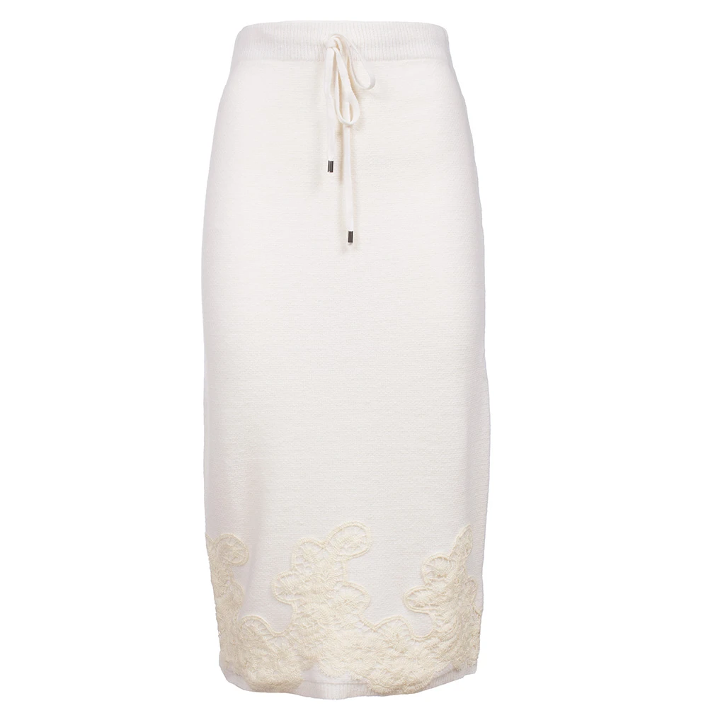 Ermanno Scervino Gebreide rok met kantborduurwerk White Dames
