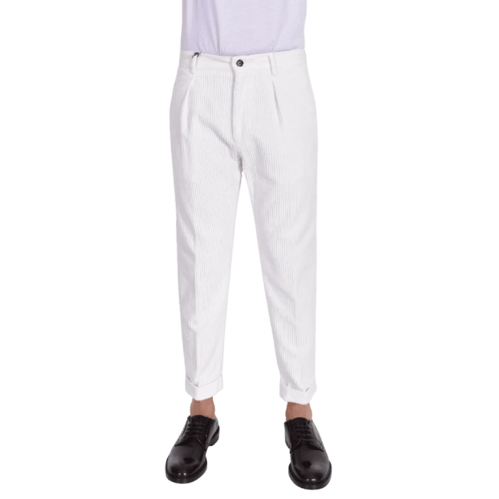 Berwich Witte Fluwelen Broek Regular Fit White Heren