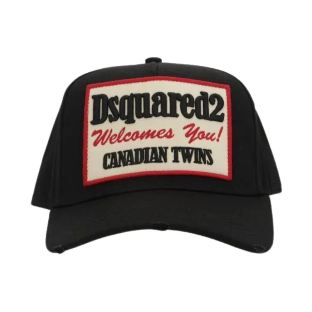 Dsquared2 Men's Black Patch Hat - Hats & Caps - One Size - Accessories