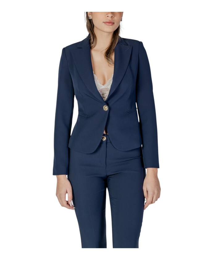 blazer-bleu-a-manches-longues-et-col-en-v