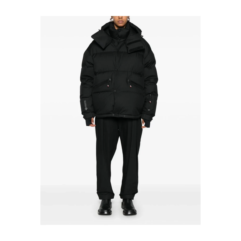 Moncler Zwarte Ski Jas met Capuchon Black Heren