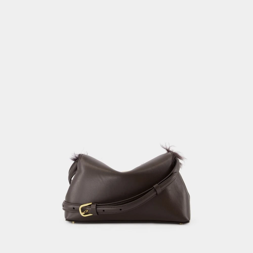 TotêMe Shearling T-Lock Clutch Bruin Brown Dames
