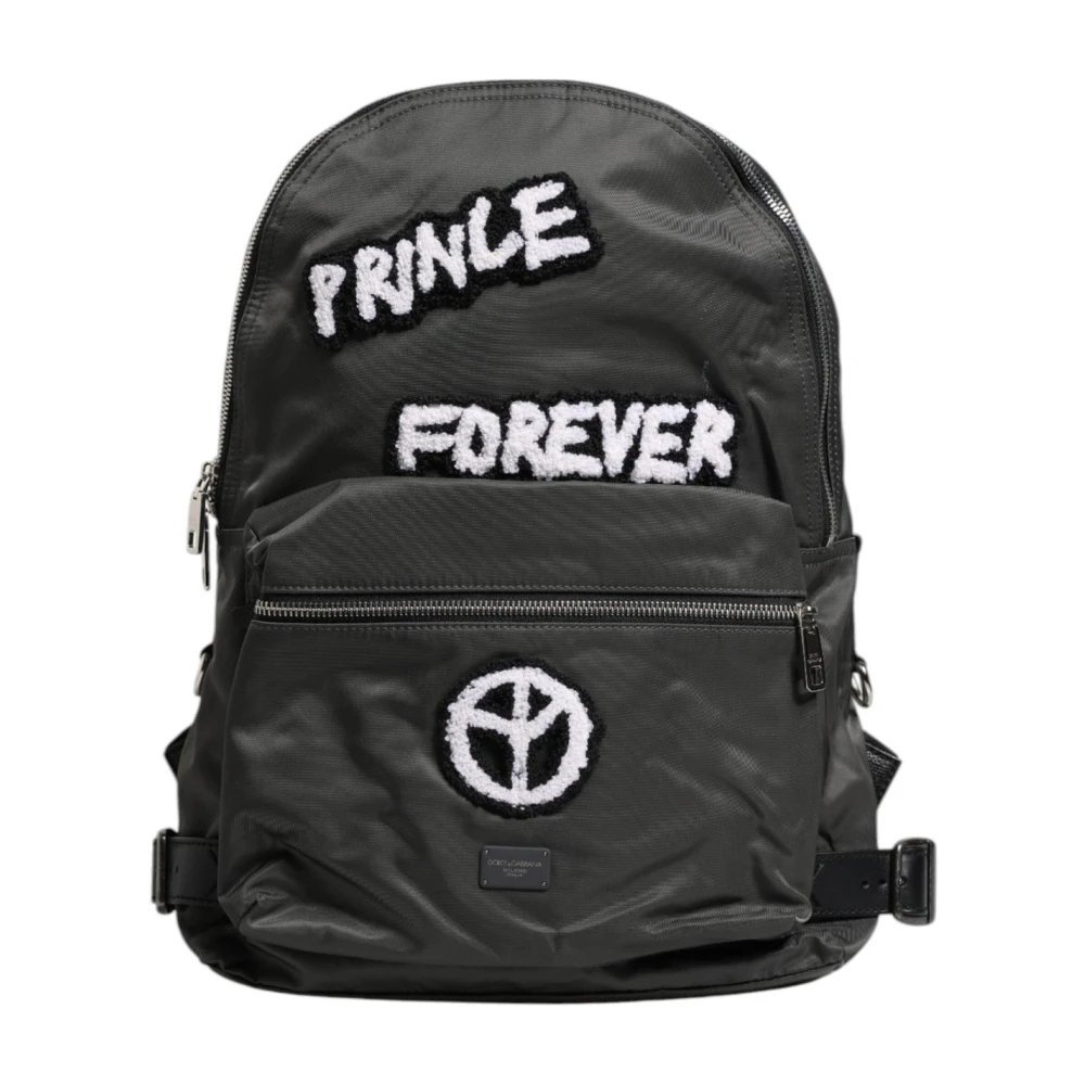 Dolce & Gabbana Prins Forever Rugzak met Logo Patches Gray Heren