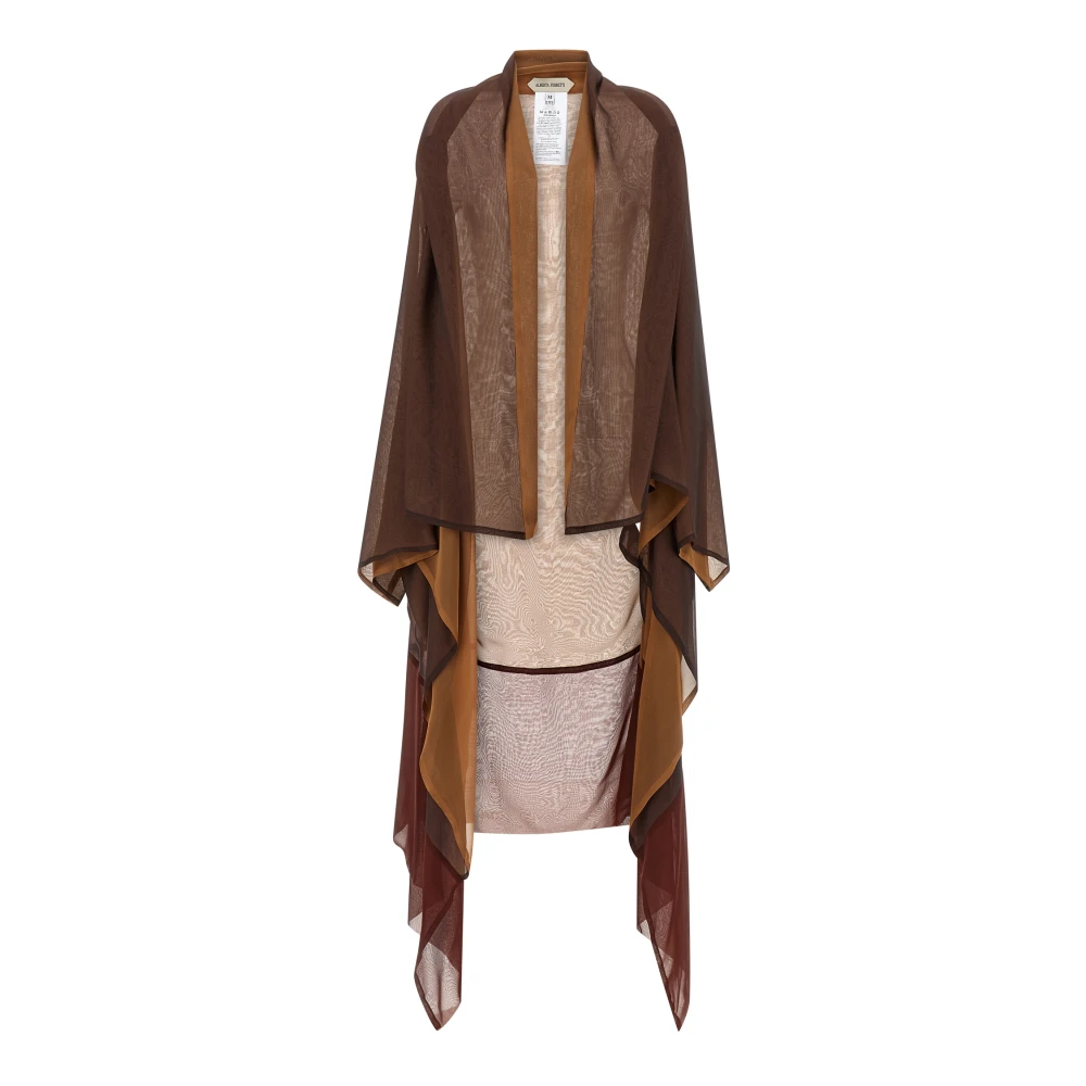 Alberta Ferretti Women's Brown Kimonos, M, Silk Chiffon Cardigan