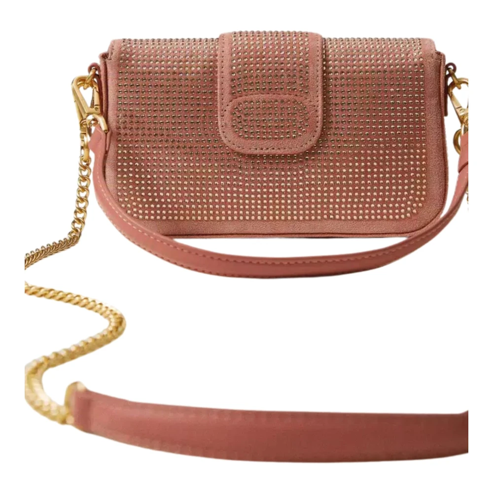 Twinset Koraalrode schoudertas van microvezel met strass Red Dames