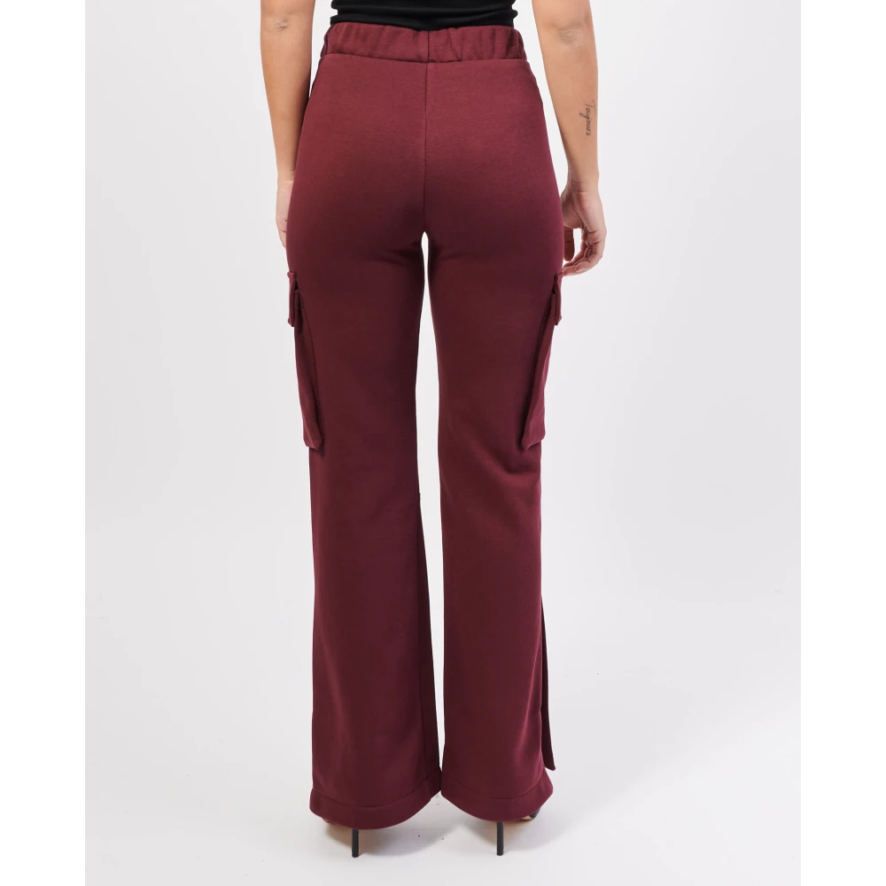 Jijil Cargo broek met wijde pijpen en enkelsplitten Red Dames