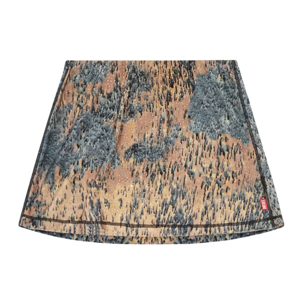 Diesel Beige O-kory Rok met Abstracte Print Multicolor Dames