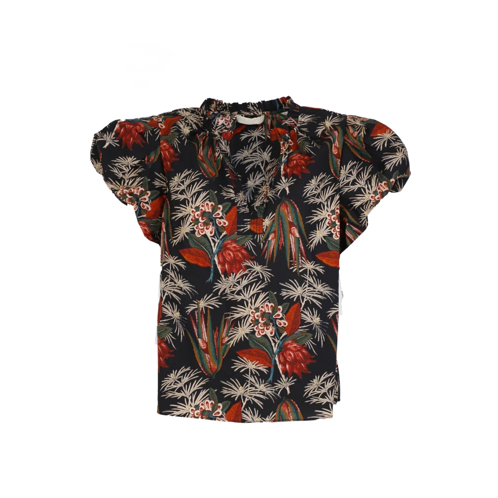 Ulla Johnson Top met bloemenpatroon en gerimpelde V-hals Multicolor Dames