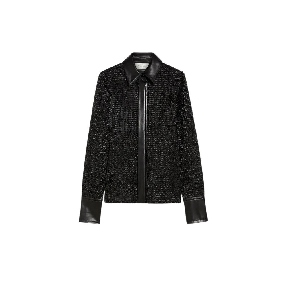 SPORTMAX Gestructureerd shirt met imitatieleer details Black Dames