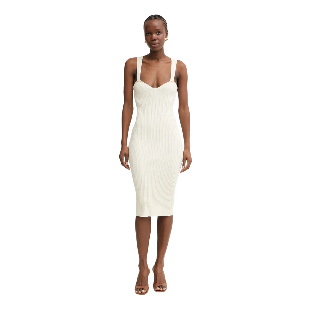 Fracomina Donna Beige - Abito In Maglia Aderente Lunghezza Midi - Dresses - L