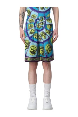 shorts-en-soie-bleue-avec-tete-de-meduse