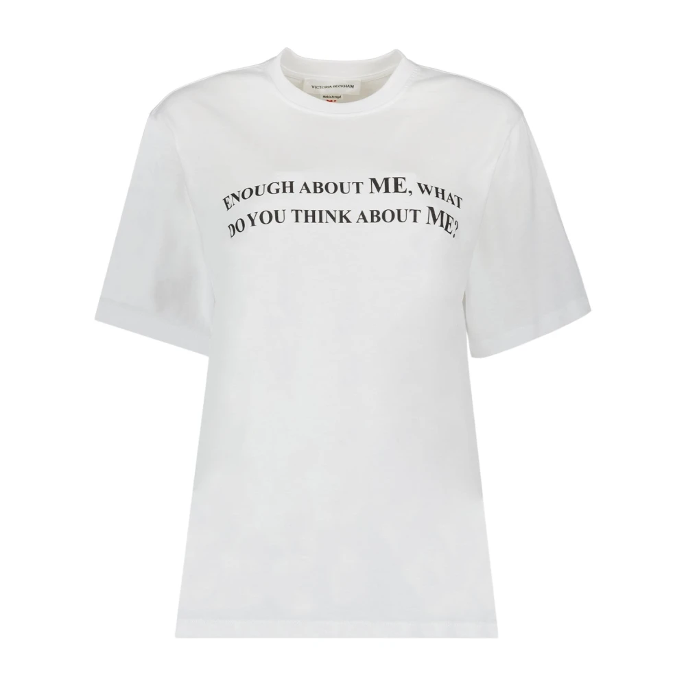 Victoria Beckham Biologisch Katoenen Slogan T-shirt White Dames