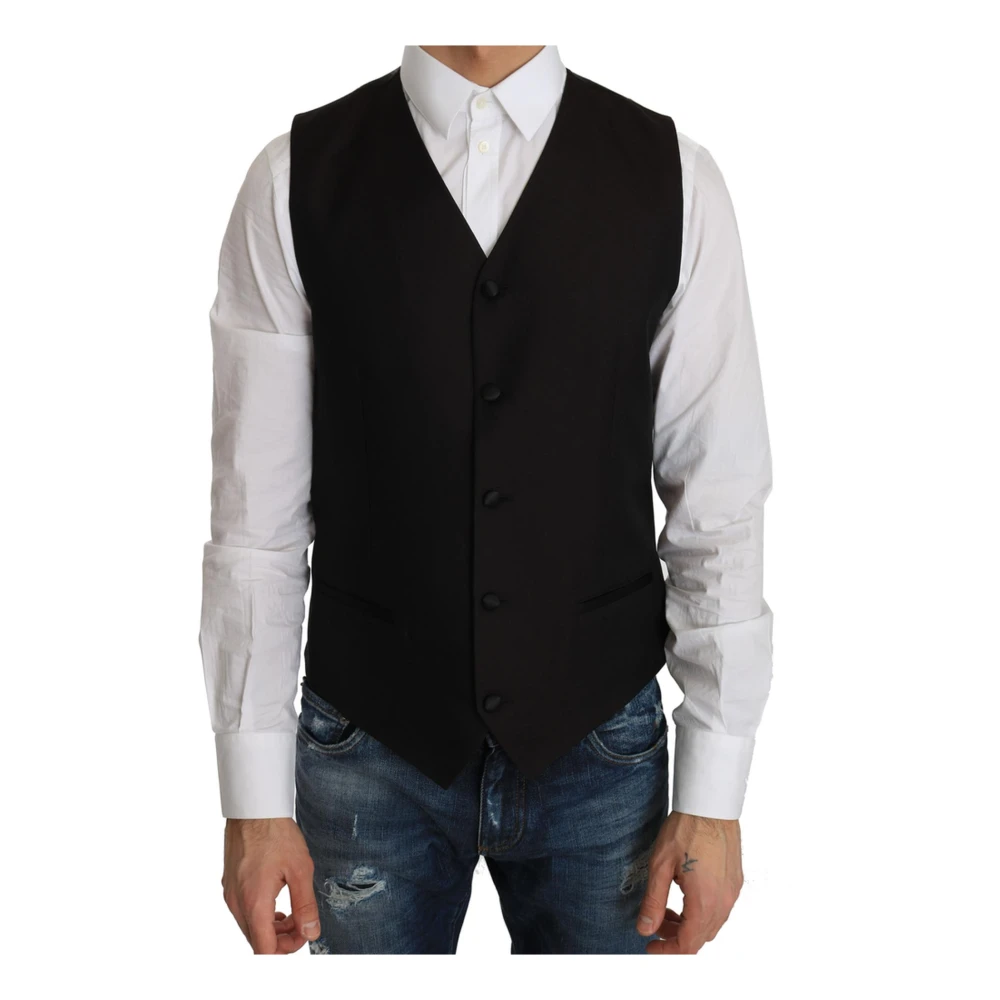 Dolce & Gabbana Men's Black Formal Vest Adjustable Back Strap - Waistcoats - M - Suits