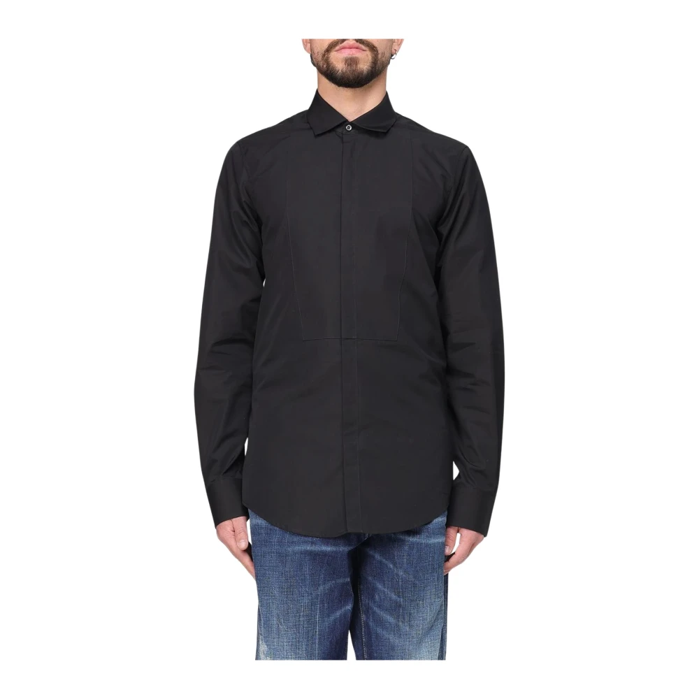 Dsquared2 Men's Black Formal Cotton Long Sleeve Shirt Medium