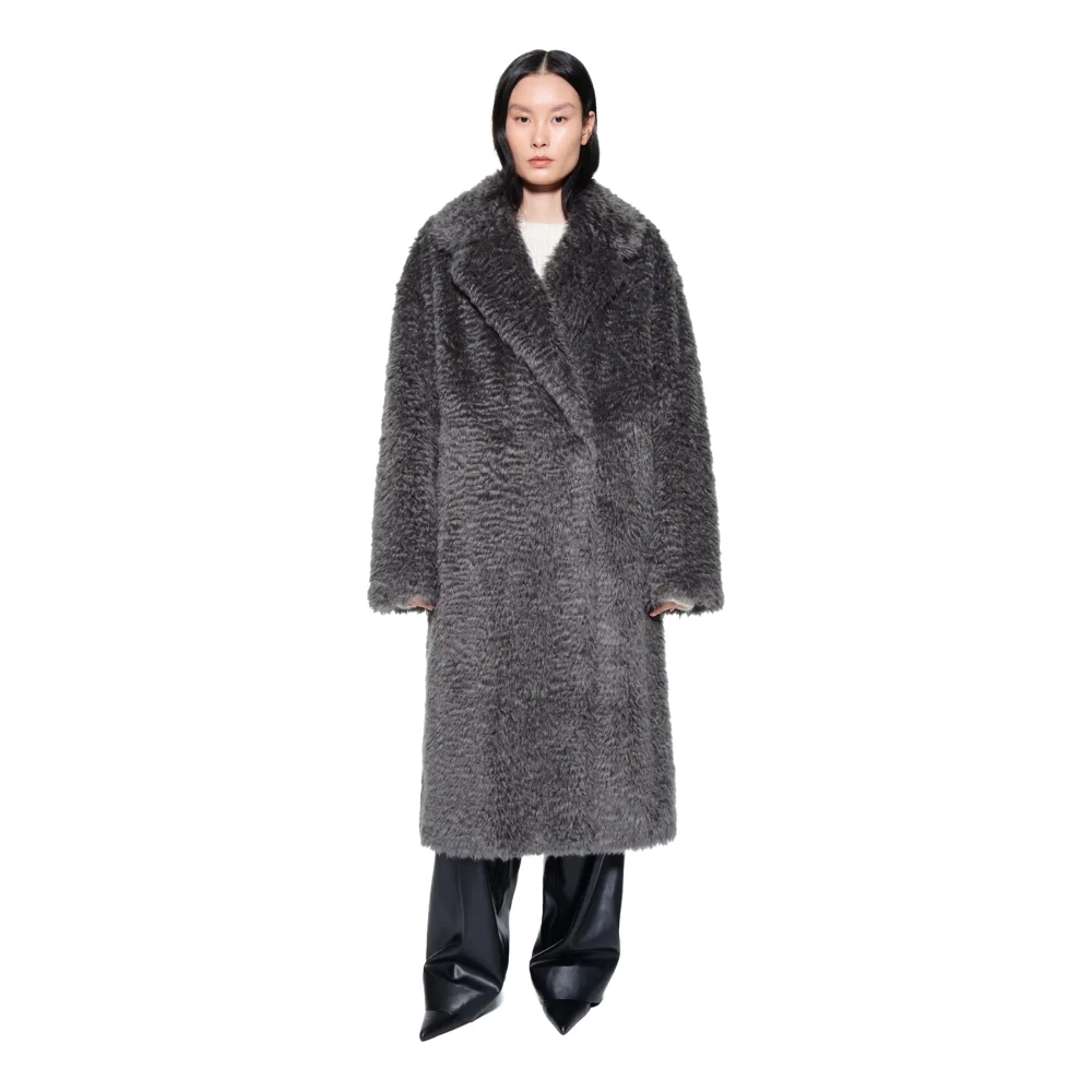 Stand Studio Grijze Alpaca Oversized Jas Gray Dames