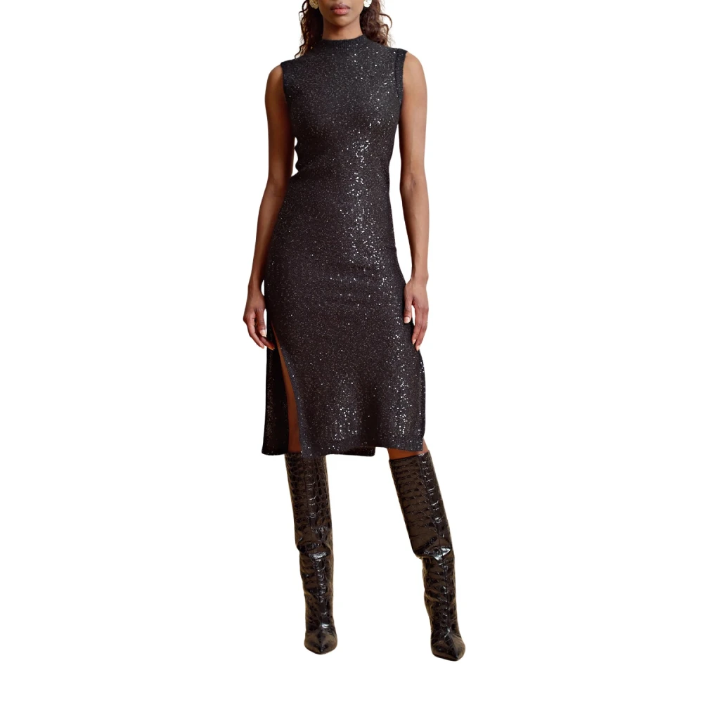 By Timo Black Party Dresses, Female, S, Sparkling Knit Midi Dress