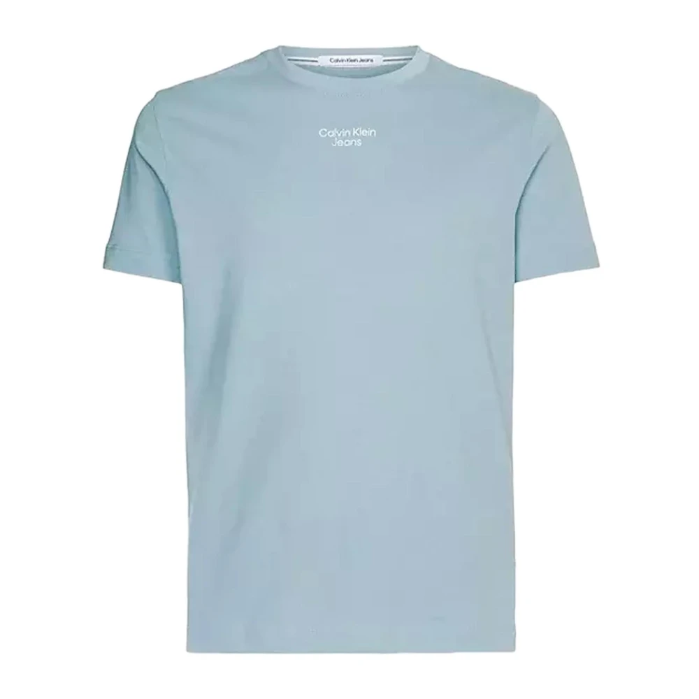 Lys blå ensfarget T-skjorte for menn
